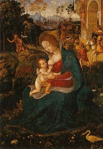 Madonna del Latte, anno 1492, tecnica ad olio su tavola, 29,2 x 21,6 cm., Sarah Campbell Blaffer Foundation, Houston.